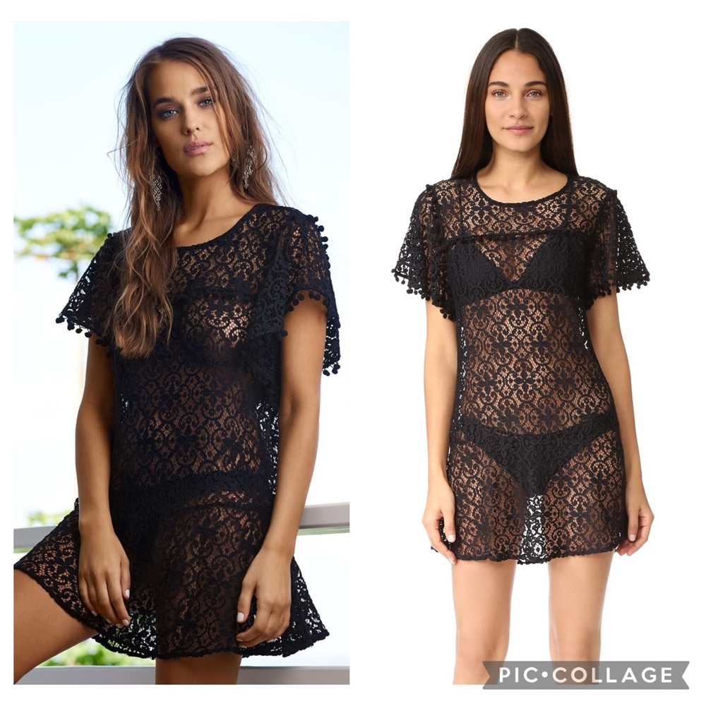 PilyQ Midnight Pom Pom Lace Dress Size XS/S